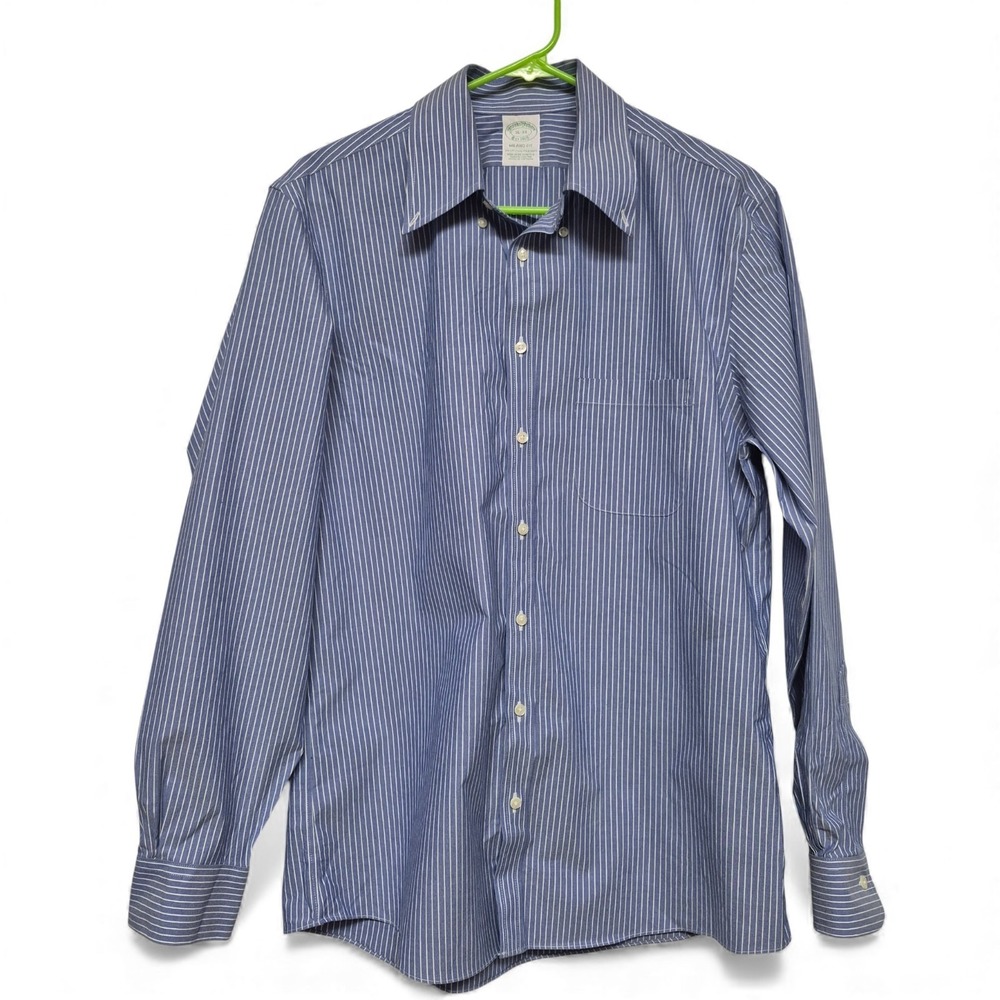 Brooks Brothers Mens 16-34 Button Down Casual Long Sleeve Blue White Pinstripe‎